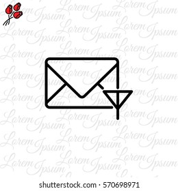 Web line icon. Network communication (envelope and antenna), message