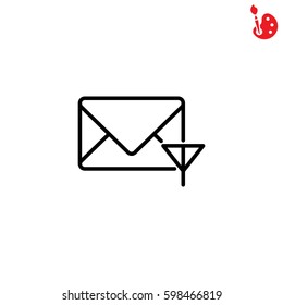 Web line icon. Network communication (envelope and antenna), message