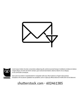 Web line icon. Network communication (envelope and antenna), message