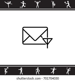Web line icon. Network communication (envelope and antenna), message