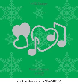 Web line icon. Notes and heart, melody of Love
