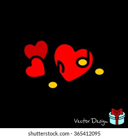 Web line icon. Notes and heart, melody of Love