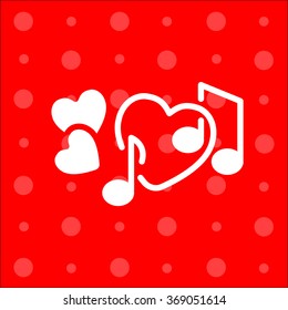 Web line icon. Notes and heart, melody of Love