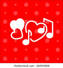 Web line icon. Notes and heart, melody of Love
