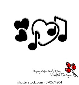 Web line icon. Notes and heart, melody of Love