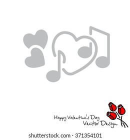 Web line icon. Notes and heart, melody of Love