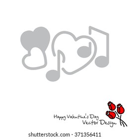 Web line icon. Notes and heart, melody of Love