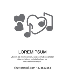 Web line icon. Notes and heart, melody of Love