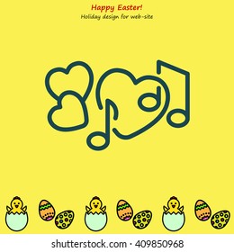Web line icon. Notes and heart, melody of Love