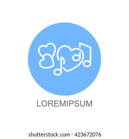 Web line icon. Notes and heart, melody of Love