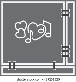 Web line icon. Notes and heart, melody of Love