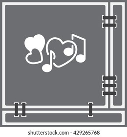 Web line icon. Notes and heart, melody of Love