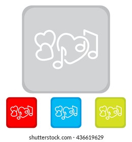 Web line icon. Notes and heart, melody of Love