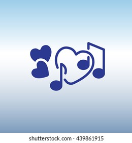 Web line icon. Notes and heart, melody of Love