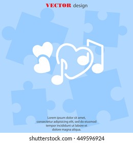 Web line icon. Notes and heart, melody of Love