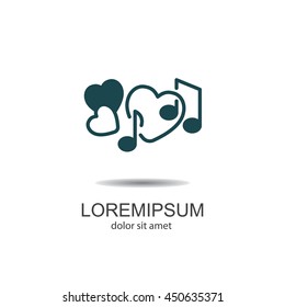 Web line icon. Notes and heart, melody of Love