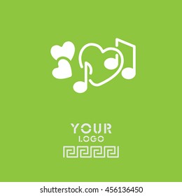 Web line icon. Notes and heart, melody of Love