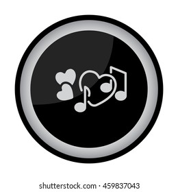 Web line icon. Notes and heart, melody of Love