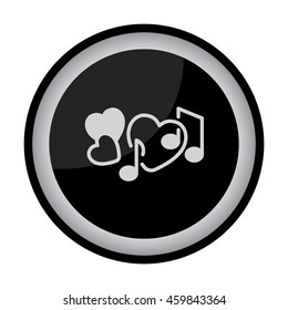 Web line icon. Notes and heart, melody of Love