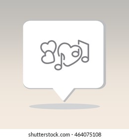Web line icon. Notes and heart, melody of Love
