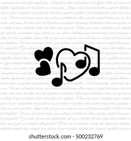 Web line icon. Notes and heart, melody of Love