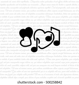 Web line icon. Notes and heart, melody of Love