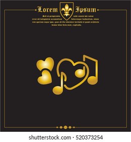 Web line icon. Notes and heart, melody of Love