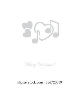 Web line icon. Notes and heart, melody of Love