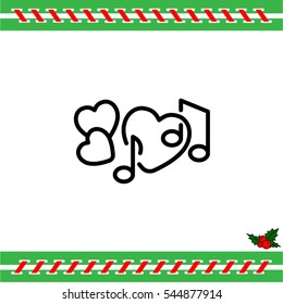 Web line icon. Notes and heart, melody of Love