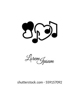 Web line icon. Notes and heart, melody of Love
