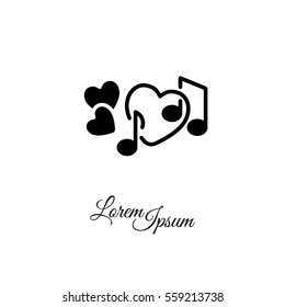 Web line icon. Notes and heart, melody of Love