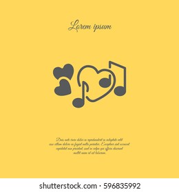 Web line icon. Notes and heart, melody of Love