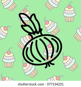 Web line icon. Onion bulb