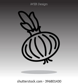 Web line icon. Onion bulb