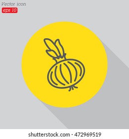 Web line icon. Onion bulb