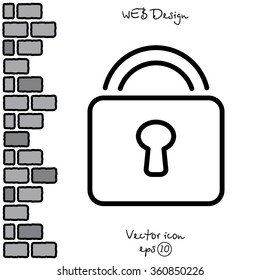 Web line icon. Padlock