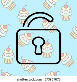 Web line icon. Padlock