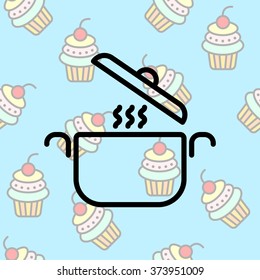 Web line icon. Pan, saucepan
