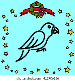 Web line icon. Parrot.