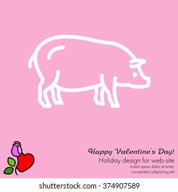Web line icon. Pig,