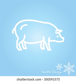 Web line icon. Pig, livestock