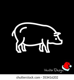 Web line icon. Pig, livestock