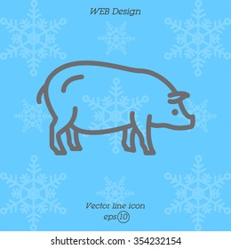 Web line icon. Pig, livestock