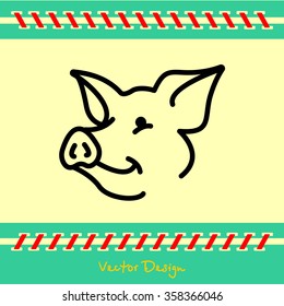 Web line icon. Pig, livestock