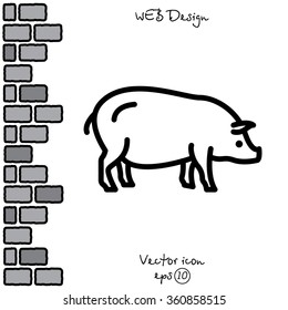 Web line icon. Pig, livestock