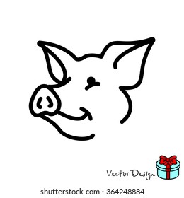 Web line icon. Pig, livestock
