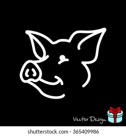 Web line icon. Pig, livestock