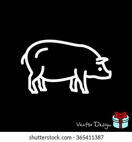 Web line icon. Pig, livestock