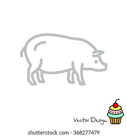 Web line icon. Pig, livestock