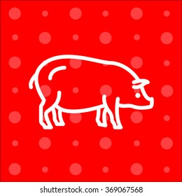 Web line icon. Pig, livestock